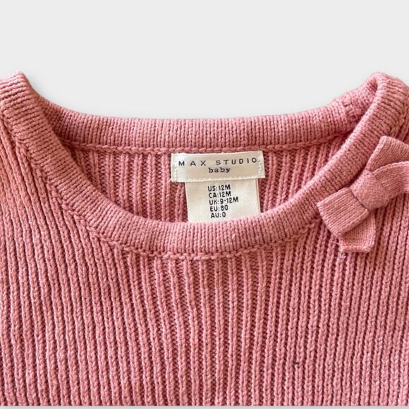 Max Studio Toddler Polar Bear Embroidered Dress Dusty Rose Pink 12mos - Picture 3 of 4